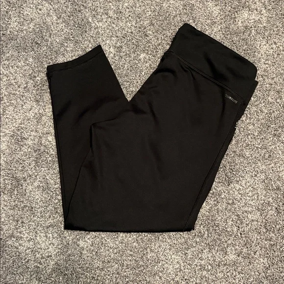 Adidas Black cropped Leggings with Bold White Branding - Picture 3 of 3